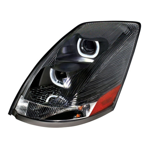 2004+ Volvo VN/VNL "Blackout" Projection Headlight w/ White LED Light Bar