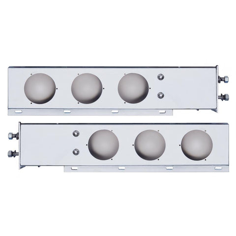2 1/2" Bolt Pattern Chrome Spring Loaded Light Bar w/ Six 4" Light Cutouts ( PAIR )